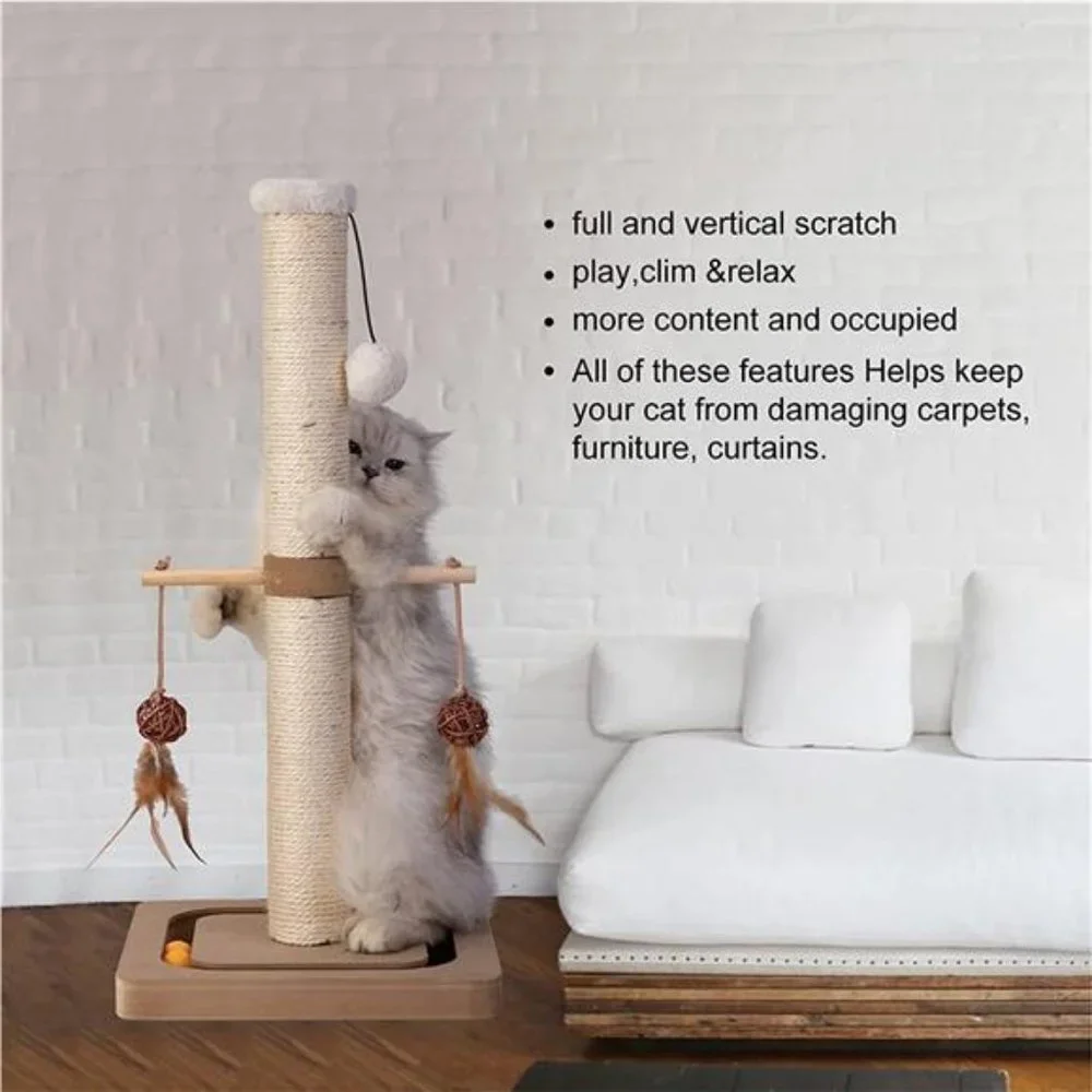 Cat Scratching Post Premium Sisal Toll Scratch Post withTracking Interactive Toy